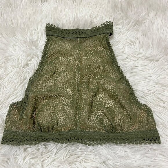 Victoria's Secret Other - VICTORIAS SECRET GREEN BRALETTE XS ARMY OLIVE LACE HIGH NECK HALTER OPEN BACK